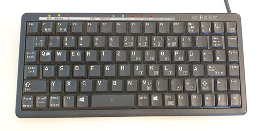 Bild zeigt eine miniaturisierte Tastatur in schwarz
