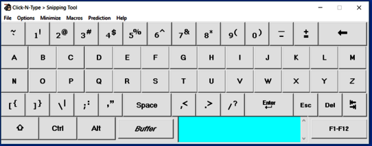 Bild zeigt eine hellgraue Bildschirmtastatur mit wenig kontrast