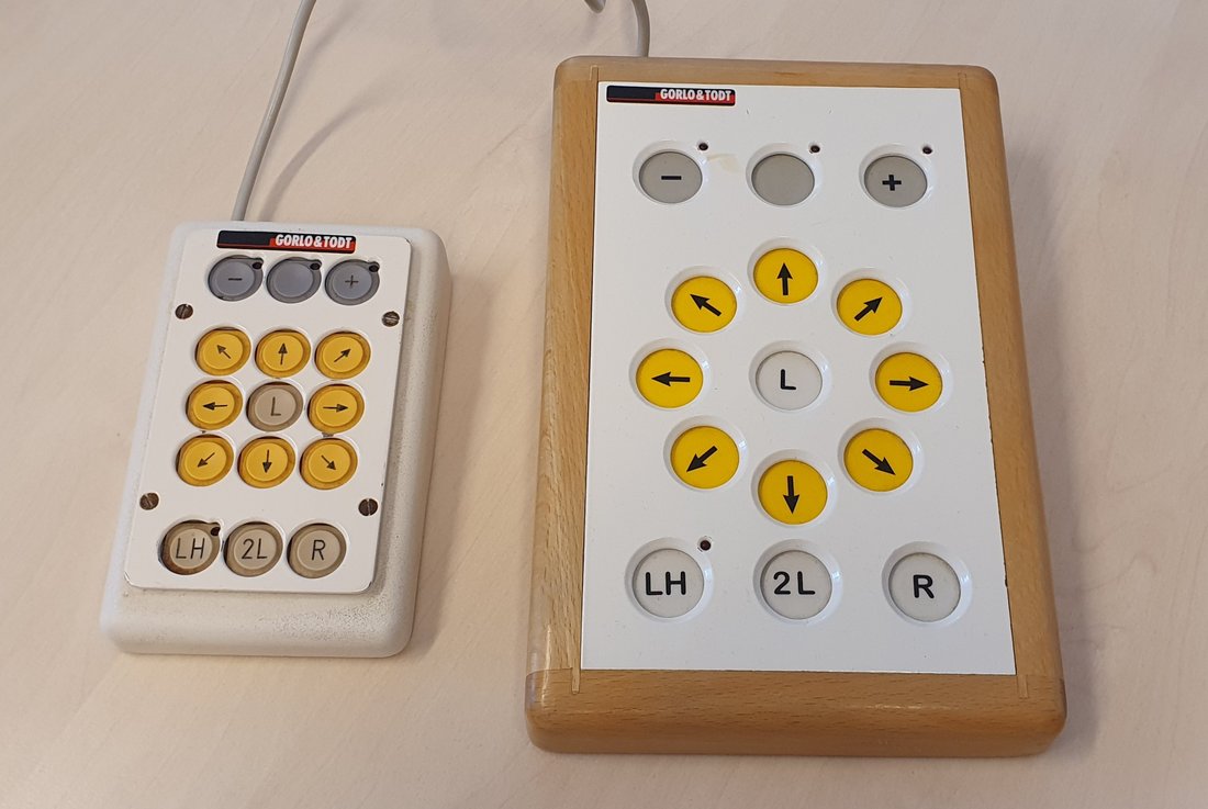 Bild zeigt eine Tastenmaus, welche über Tasten die Bewegungen des Cursors steuert.